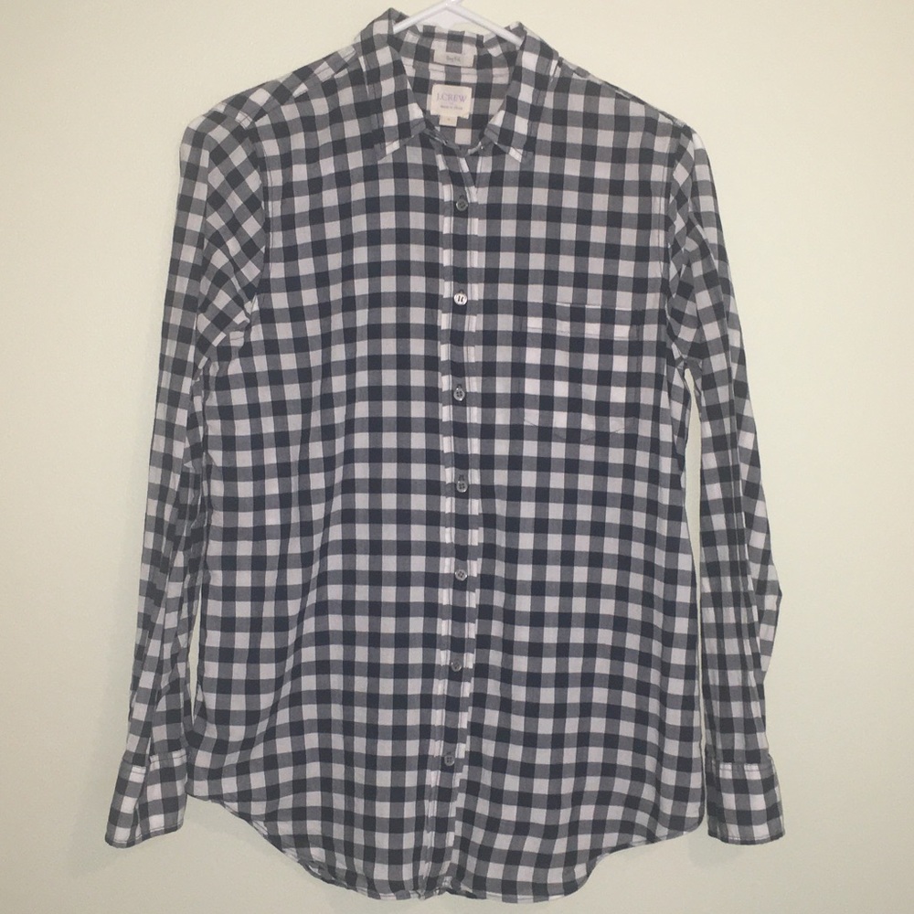 J.Crew Navy/White Check Women’s Button Down